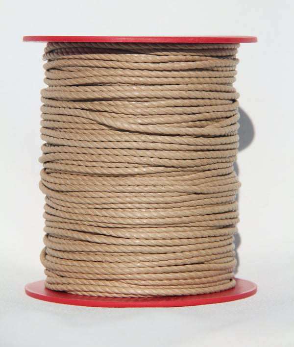100% Natural Beeswax Cotton Rope 3 ply - 3mm - Beige