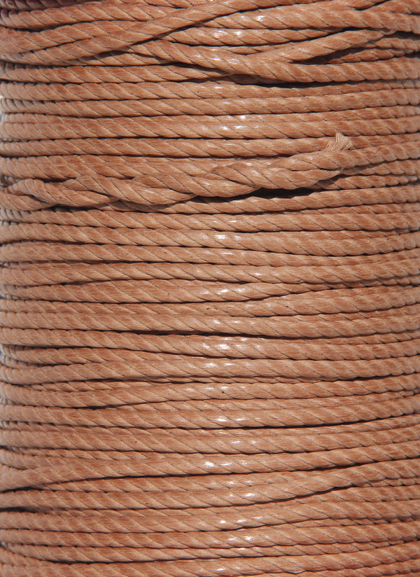 100% Natural Beeswax Cotton Rope 3 ply - 3mm - Cafe Au Lait