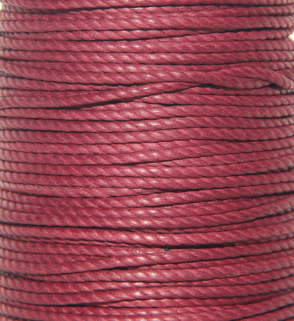 100% Natural Beeswax  Cotton Rope 3 ply - 3mm - Garnet