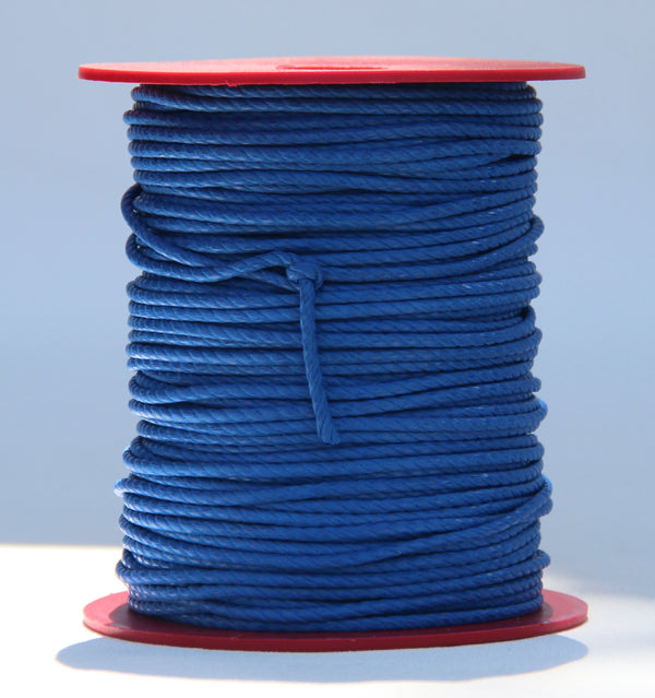100% Natural Beeswax Cotton Rope 3 ply - 3 mm - Royal Blue