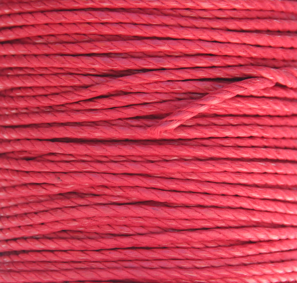 100% Natural Beeswax Cotton Rope 3 ply - 3 mm - Scarlett Red