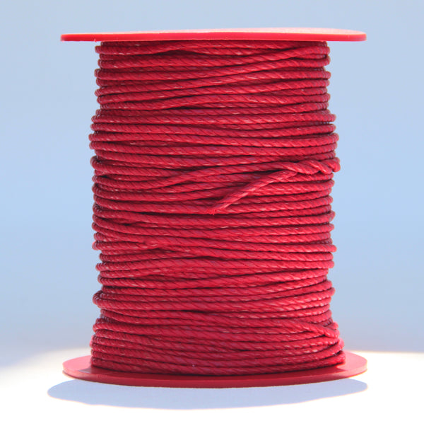 100% Natural Beeswax Cotton Rope 3 ply - 3 mm - Scarlett Red