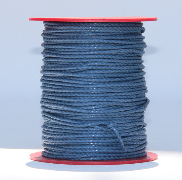 100% Natural Beeswax  Cotton Rope 3 ply - 3 mm - Steel Blue